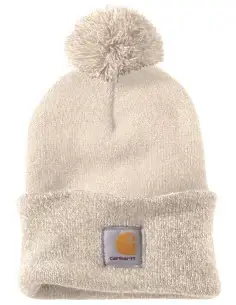 Bonnet Carhartt LOOKOUT crème à pompon maille double