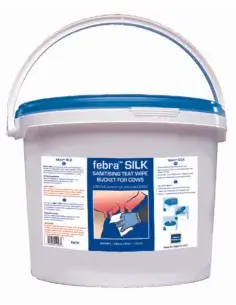Seau 700 lingettes trayons désinfectantes Febra SILK Plus