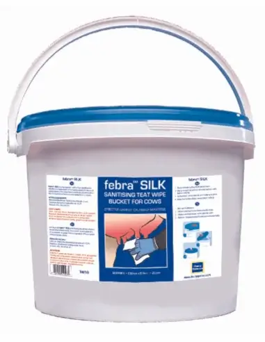 Seau 700 lingettes trayons désinfectantes Febra SILK Plus
