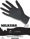 Gants nitrile noir Milkers non poudrés, poignet court/long