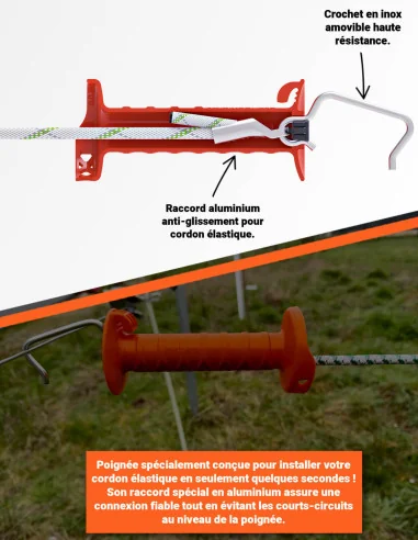 Poignée inox cordon élastique x5 – orange haute visibilité
