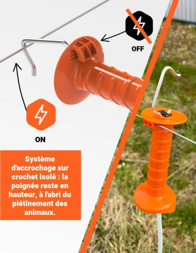 Poignée inox cordon élastique x5 – orange haute visibilité