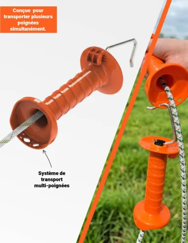 Poignée inox cordon élastique x5 – orange haute visibilité