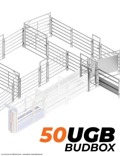 BudBox 50 UGB 14,2×20,7 m – parc de contention bovin