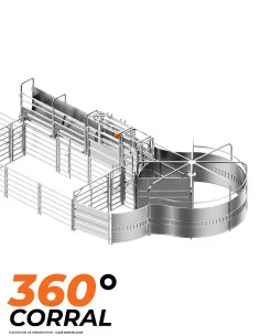 Parc 360° pneumatique avec couloir en V 4,6 m