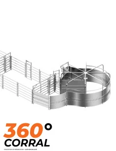Parc 360° pneumatique de contention bovin 19,1 x 8,2 m